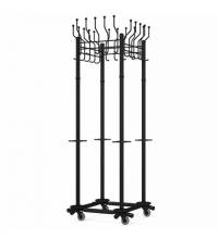 Вешалка на колесах на 20 крючков с держателем для зонтов "Гардикс-4К", металл, черная