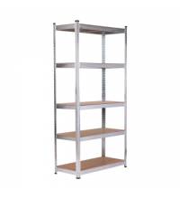 Стеллаж металлический BOOMHOUSE (БУМХАУС) безболтовой, в2000*ш1000*г500мм, 5 полок МДФ, серебристый, 291415